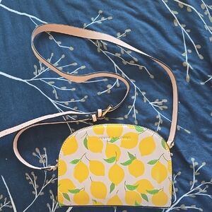 Lemon Print Crossbody Bag - Yellow and Pink